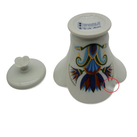 ELIZABETH ARDEN Porcelain Trinket Box Candle Jar Pharaohs Treasures Vintage 2.7" - Picture 3 of 9